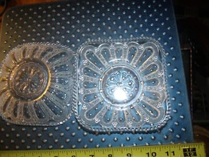 2 vtg 5” square vintage beaded glass plate - Picture 1 of 5