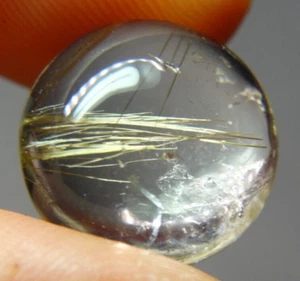 IP3 Rutilated Quartz 9.98ct 14x7mm round cab shape golden needles - Picture 1 of 7