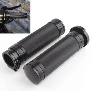 1" Black CNC Hand Grips Handlebar Bars Grip For Harley Touring Dyna Softail VRSC - Picture 1 of 12