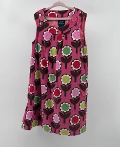 Mini Boden 8 Corduroy Jumper Dress Pink Flowers Brown Boutique Spring - Picture 1 of 6