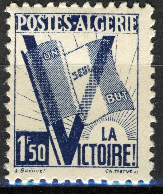 Argelia 1943, 1,5 Fr La Victoire, Victoria, MNH, Año 199 Foto 1 de 1