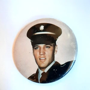 Vintage ELVIS PRESLEY Military Uniform Pinback Button Badge Collectible Old - Picture 1 of 3