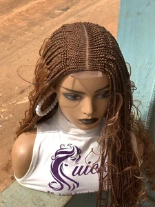 Peluca trenzada para mujer negra, boho, trenzas de caja, cierre de encaje trenzado, rizada - Imagen 1 de 6