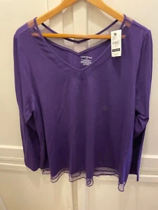 Lane Bryant New Long Sleeve V-Neck Purple Pullover 14/16 Cotton-Polyester - Picture 1 of 12