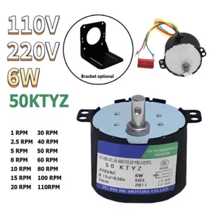 AC 1-110rpm/min Permanent Motor 220V 110V 6W Magnet Synchronous CW/CCW 50KTYZ - Picture 1 of 13