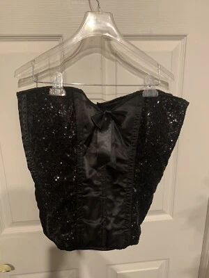 Nuevo Corsés Margarita Top Cajón Lentejuelas Ángel Oscuro Disfraz Adulto Talla 5X Todo Negro Foto 1 de 4