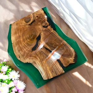 36"x24" Green Epoxy Resin Center Sofa Dining Table Wood Hotel Furniture Bar Deco - Picture 1 of 10