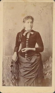 CDV Antique Photo Carte de Visite Woman Prop Stump Corset Elmwood IL Mendenhall - Picture 1 of 5
