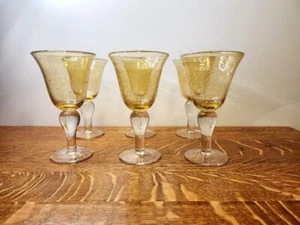 Amber Glassware, Amber Barware, VTG Pier One Stemware, Set of 6 Amber Glasses - Picture 1 of 9