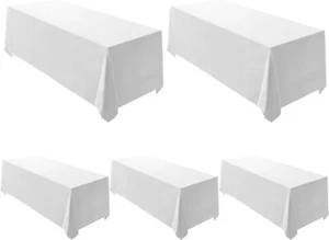 Pack White Rectangle Tablecloth 90 x 156-inch Rectangular Polyester Table - Picture 1 of 8