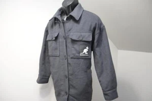 Kangol Shacket Black Button Up Over Jacket Insulated Black Womens Sz Small Long - Picture 1 of 11