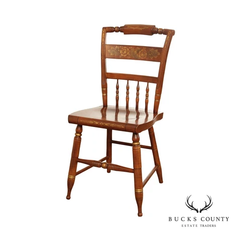 L. Hitchcock Early American Style Floral Stencil-Decorated Chair Cover