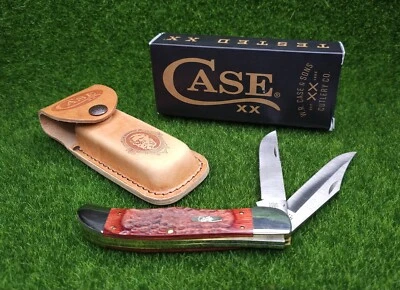 Case Rosewood Standard Jig Folding Hunter Pocket Knife w/ Leather Sheath - 00189 - Image 1 of 4