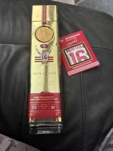Joe Montana Gold Bar Whiskey Empty Full-Sized Bottle With Limited Edition Patch - Picture 1 of 5