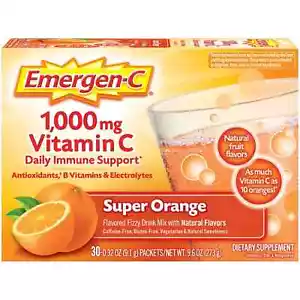 Emergen-C 1000Mg Vitamin C Powder for Immune Support Super Orange - 30 Ct - Picture 1 of 7