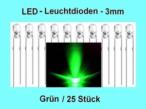 LED - 3mm Green 5000mcd Lamp Ultra Bright Led Light Bulb / 25 Stück Neu - Bild 1 von 8