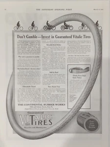 1914 Vitalic Reifen Samstagabendpost Druck Werbung Continental Gummi Fahrräder - Bild 1 von 2