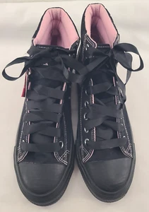 Neu mit Etikett Airwalk Damen-High-Top-Schuhe pink und schwarz Größe 10 Schnürsenkel mit Band - Bild 1 von 14