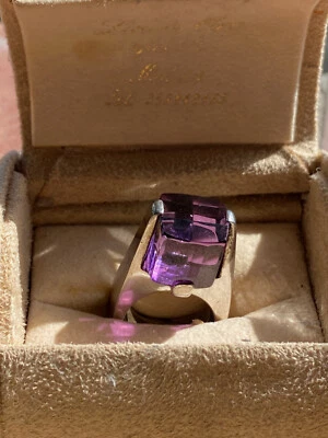 ANELLO ARGENTO 925 CON AMETISTA 13X13MM FIRMATO ZANTOMIO, PEZZO UNICO - Immagine 1 di 4