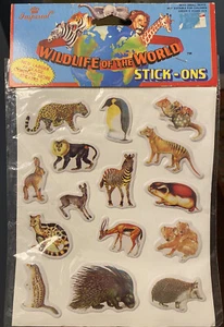 Vintage 90er Puffy Stick-Ons Aufkleber Neu in Verpackung "Wildlife of the World" Imperial Toy Corp - Bild 1 von 2