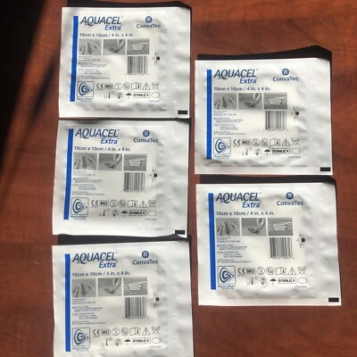 Aquacel Extra Hydrofiber 10cm x 10cm, 4"x4" x5 Dressing wound care - Image 1 of 4