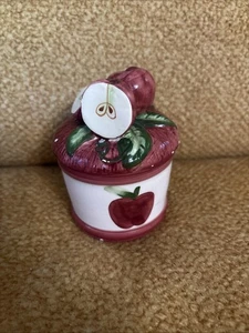 Plato de baratija de manzana de porcelana vintage con mango de manzana - Imagen 1 de 10