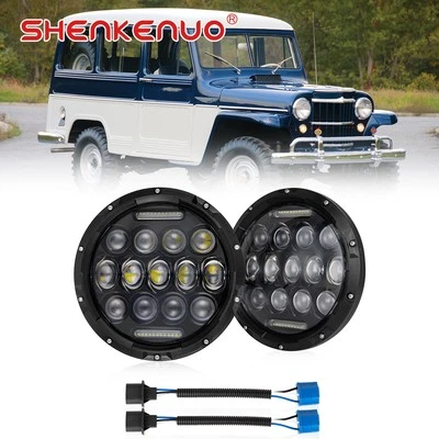 Faros halo LED redondos 2X 7 pulgadas haz DRL alto/bajo para Jeep Wagoneer 1963-1978 Foto 1 de 4
