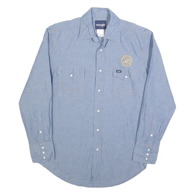 WRANGLER Mens Blue Shirt M Cotton Blend Classic Western Style Long Sleeve - Image 1 of 4
