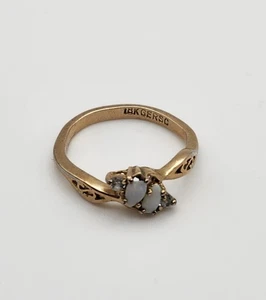 Vintage Ring 18k GE vergoldet Opal & Edelstein Ringgröße 5,5 - Bild 1 von 4