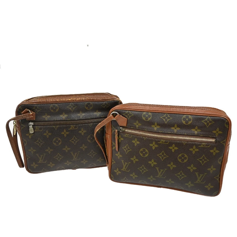 LOUIS VUITTON 2 Set Bolso Clutch Deportivo Sac Monograma Cuero Marrón M41444 02KB775 Foto 1 de 4