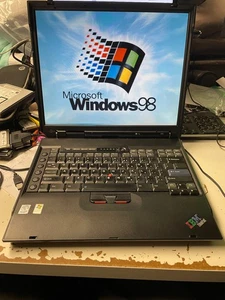 IBM ThinkPad A31 Windows 98SE w/ USB Support DVD-ROM + FDD 30GB Serial Parallel - Picture 1 of 13