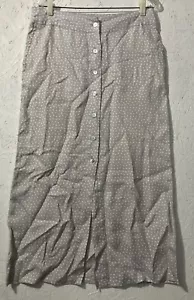 Rachel Zoe Light Gray/Lavender White Dot Linen Maxi Button Skirt Size 10 - Picture 1 of 14