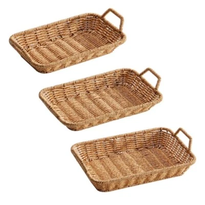 Plastic Rattan Woven Storage Basket Organization Boxes Supplies - Image 1 of 4