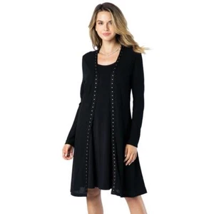Women's Vocal Apparel Black Lightweight Long Cardigan Sweater Laced-Up Details - Picture 1 of 4