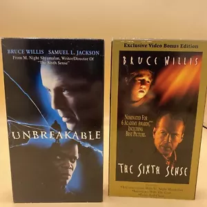 The Sixth Sense & Unbreakable VHS TAPES - bruce willis - M Night Shyamalan movie - Picture 1 of 7