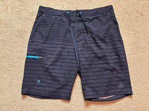 ZeroXposur Swim Trunks Stretch Comfort Gray Striped Lined Board Shorts M x 8" - Picture 1 of 3