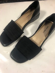 New Twist Sandals Square Toe Wedge Twist Strap in Black for Ladies Size 7M Nice! - Picture 1 of 5