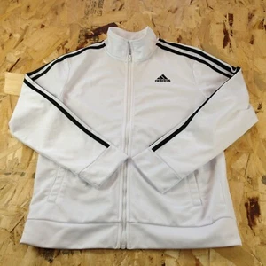 ADIDAS Graphic Full Zip Mock Neck White Track Jacket Unisex Size Medium (14-16) - Picture 1 of 9