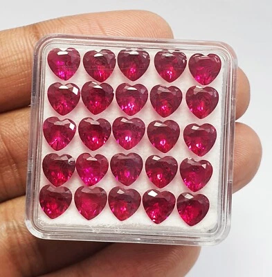 10Pcs Flawless Blood Red Ruby Mozambique Heart Shape Calibrated Lot Loose Gem6MM - Image 1 of 4