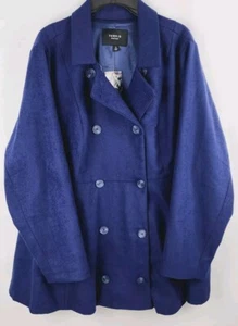 Torrid Wool Peplum Peacoat Blue Size 3 22-24 New With Tags - Picture 1 of 6