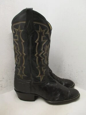 YUCCA Pluma Completa Avestruz Chocolate Negro Cuero Pull On Botas Para Hombres Talla 9 D EE. UU. Foto 1 de 4