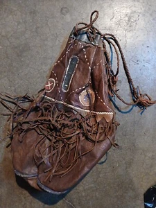Vintage Leather Large African Shoulder Fringe Handcrafted Pouch Bag - Picture 1 of 10