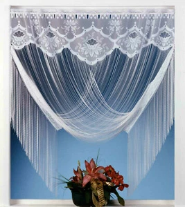 Fadengardine Vorhang Scheibengardine raffbar edler Jacquard Blumen Borte Typ32 - Bild 1 von 1