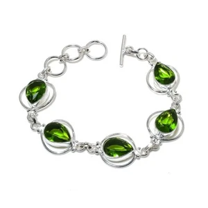 Peridot Gemstone Handmade 925 Sterling silver Jewelry Bracelet Sz 7-8'' - Picture 1 of 1