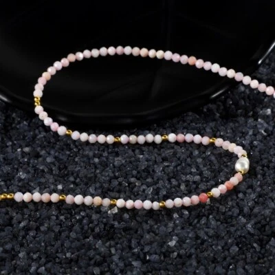 A++天然2-3毫米蛋白石和佩拉尔刻面圆形宝石珠女式项链24英寸 — 第 1/4 张图片