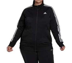 adidas Women's Black/White Essentials Warm-Up 3-Stripes Track Jacket (H48445) 1X - Picture 1 of 7