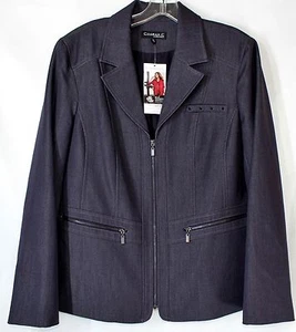 NWT Conrad C Designer Women's 16 Black Grape Lined Zipper Front Blazer Jacket - Picture 1 of 8