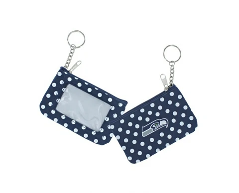 NFL Seattle Seahawks 5" x 3" Zippered Nylon Coin Purse Keychain Key Ring NEW Cover