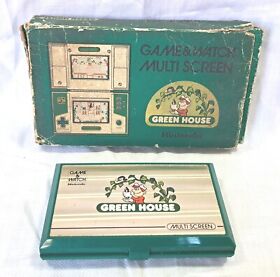 NINTENDO GREEN HOUSE GAME & WATCH MULTI SCREEN GH-54 WITH BOX WORKING