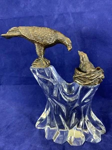 Vinardi Bronze Eagle and Babies on Lead Crystal Base Sculpture Signed Numbered - Picture 1 of 12